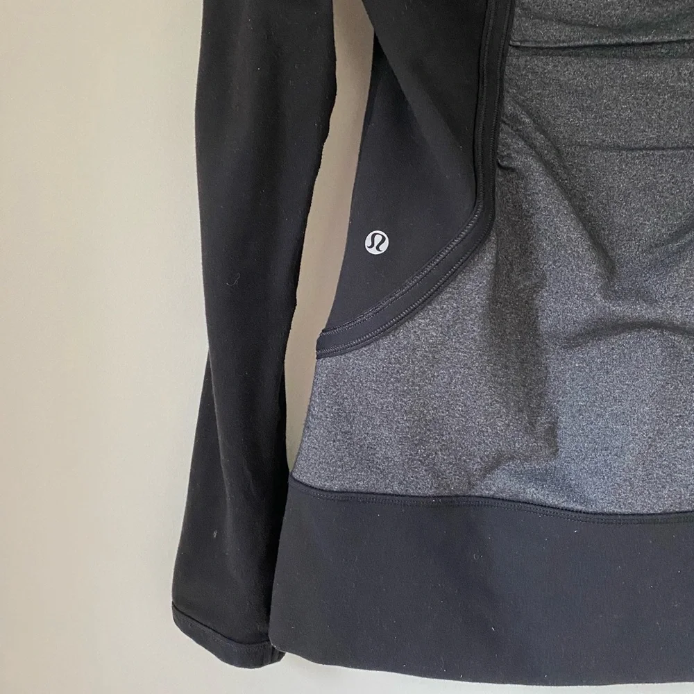 Lululemon Black and Grey Hooded Zip Up Workout Jacket